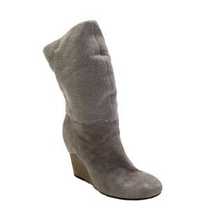 Vic Matie Womens Slip On Wedge Heel Faux Suede Booties Brown Size 38